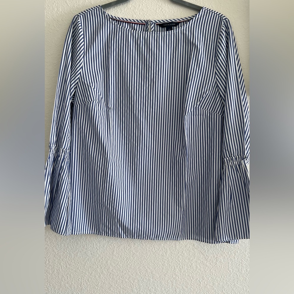 Tommy Hilfiger Striped Bell Sleeve Top Size L New without tags